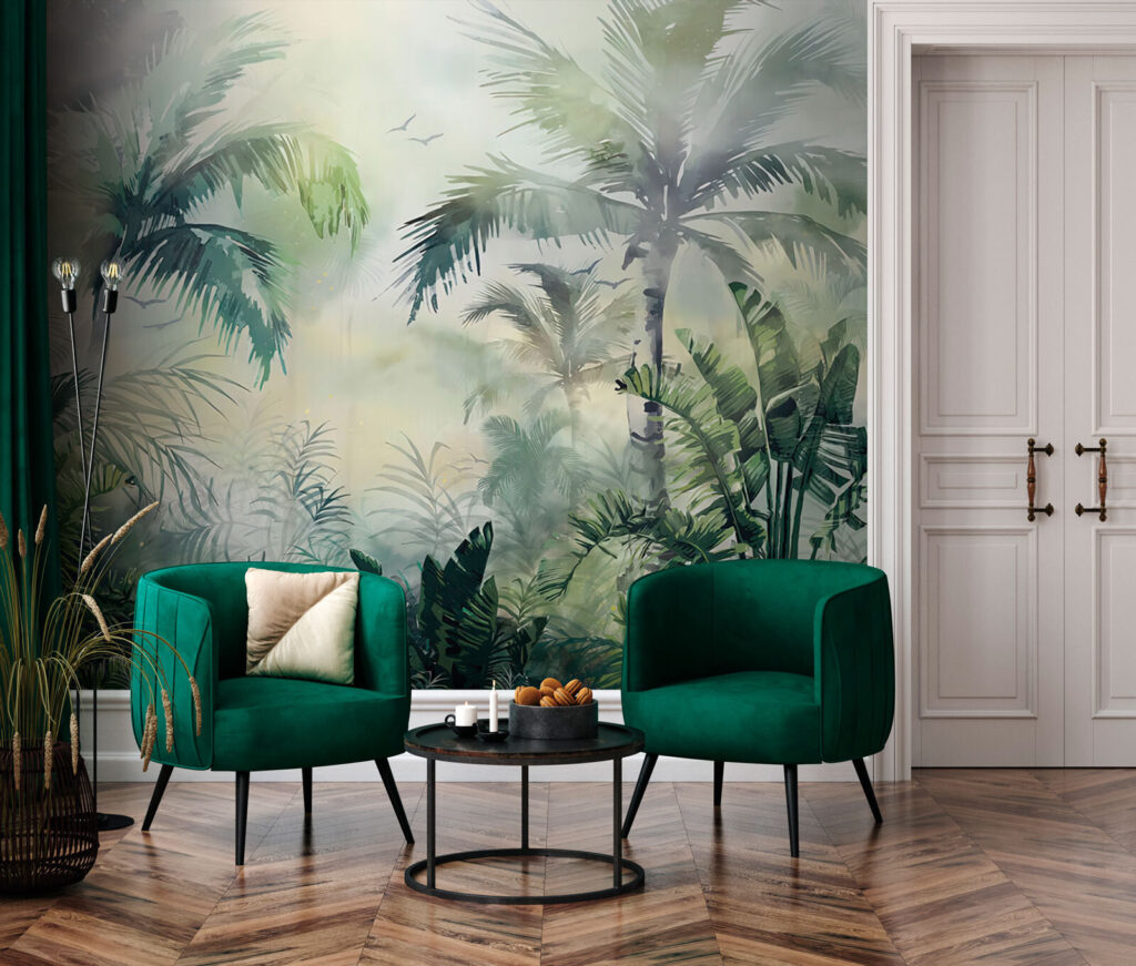Mistig bos met palmbomen — interieur 3
