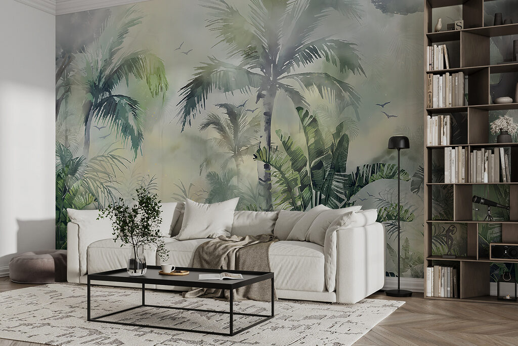 Mistig bos met palmbomen — interieur 5