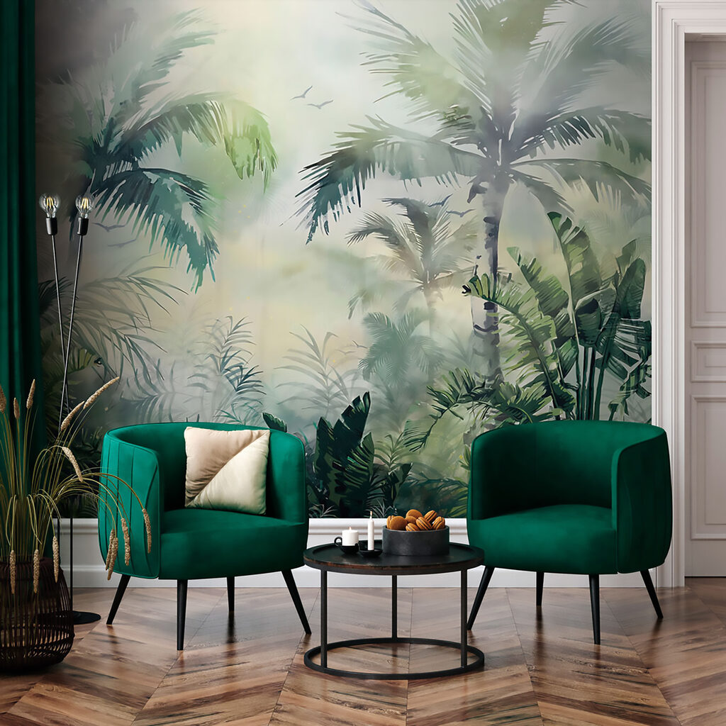 Mistig bos met palmbomen — interieur 4