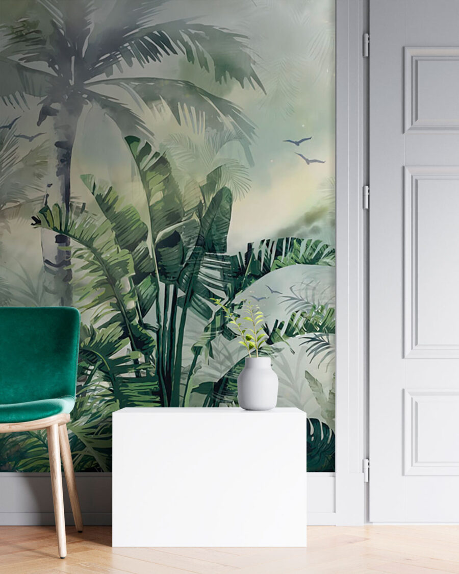 Mistig bos met palmbomen — interieur 1