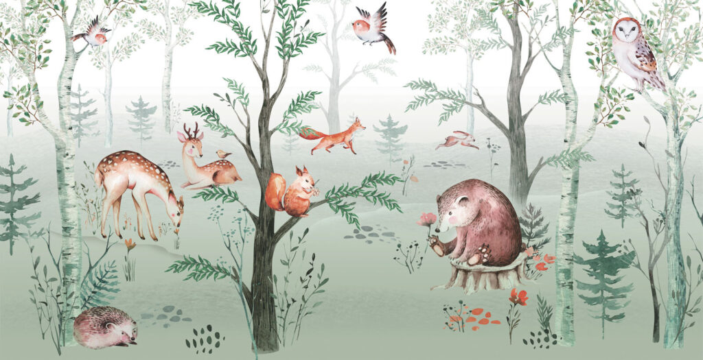 Bosdieren tussen fijne takjes — volledig ontwerp