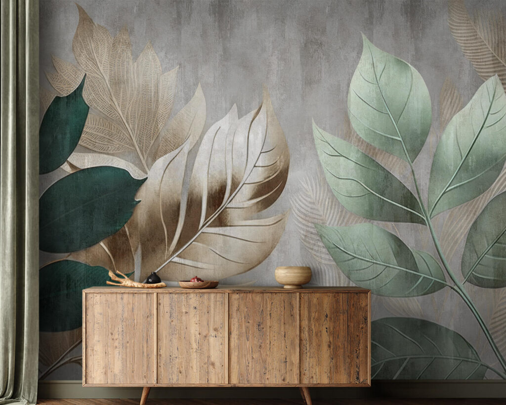 Groene bladeren op planken — interieur 5