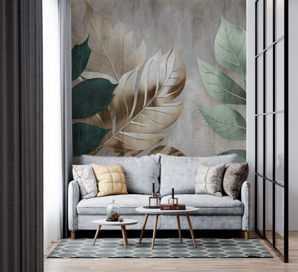 Groene bladeren op planken — interieur 4
