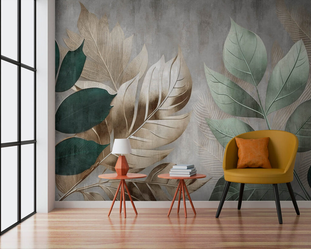 Groene bladeren op planken — interieur 6