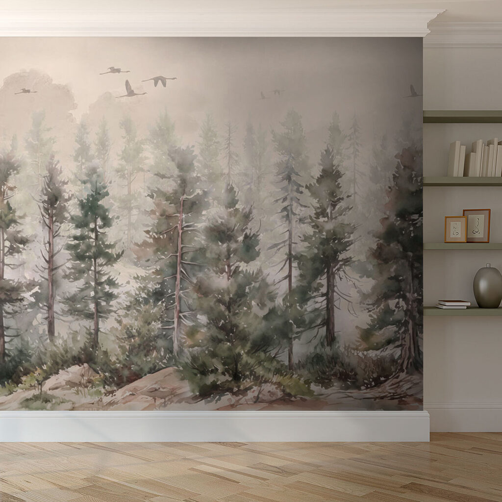 Getekende dennen in zandmist — interieur 3
