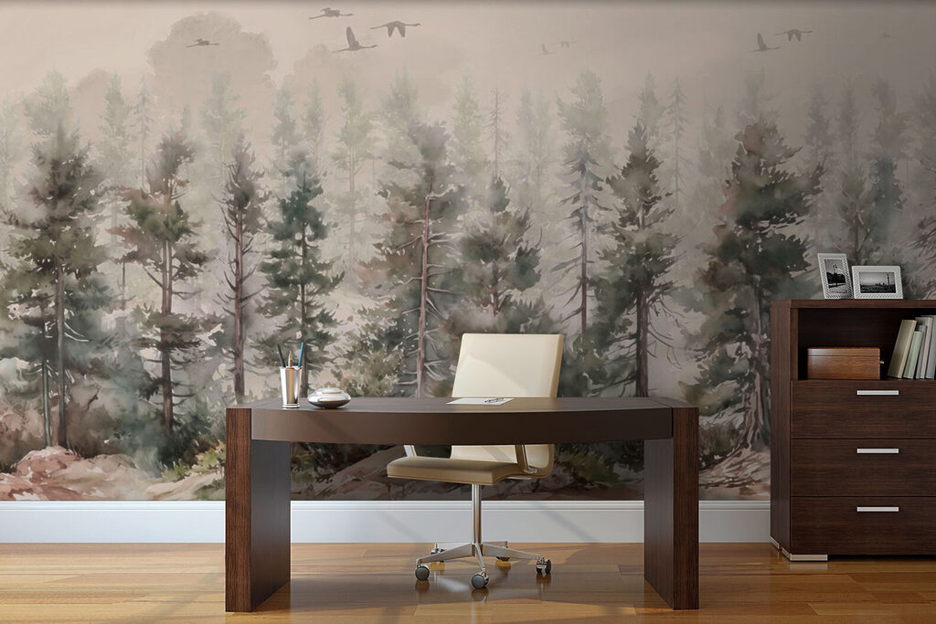 Getekende dennen in zandmist — interieur 4