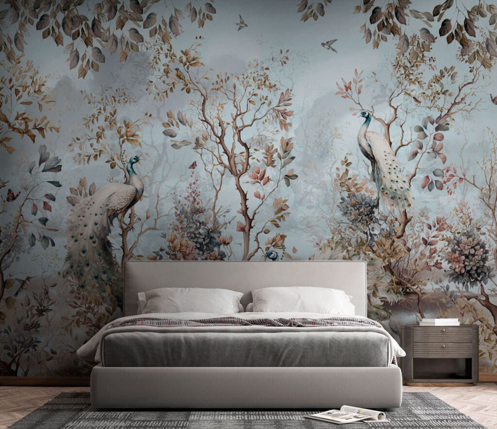 Schilderij van pauwen in een bos — interieur 2