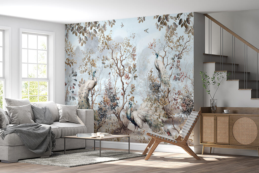 Schilderij van pauwen in een bos — interieur 5