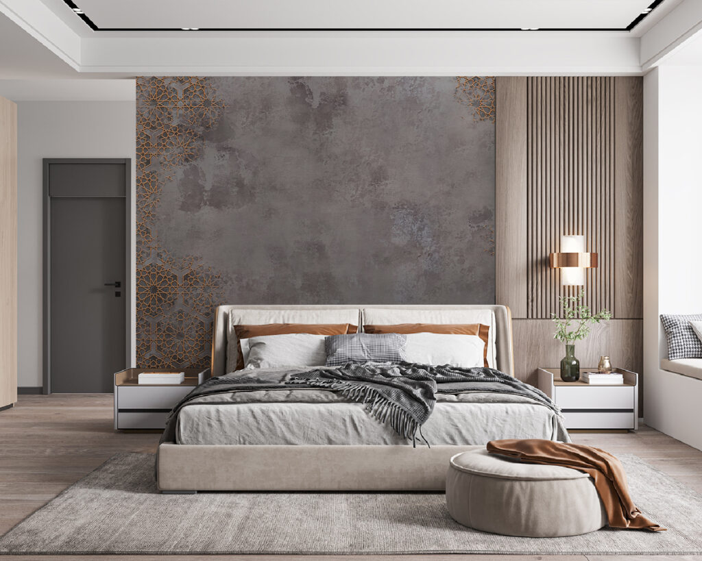 Fijn goudornament op grijstinten — interieur 1