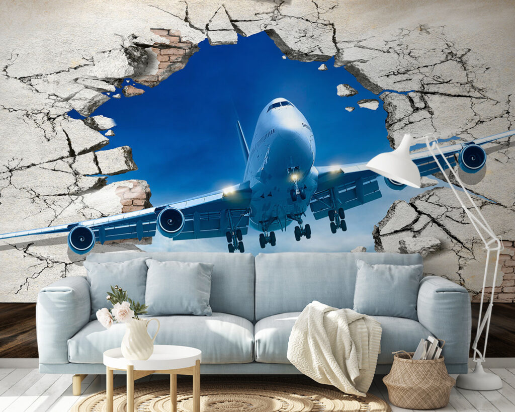 Vliegtuig door gebarsten muur — interieur 2