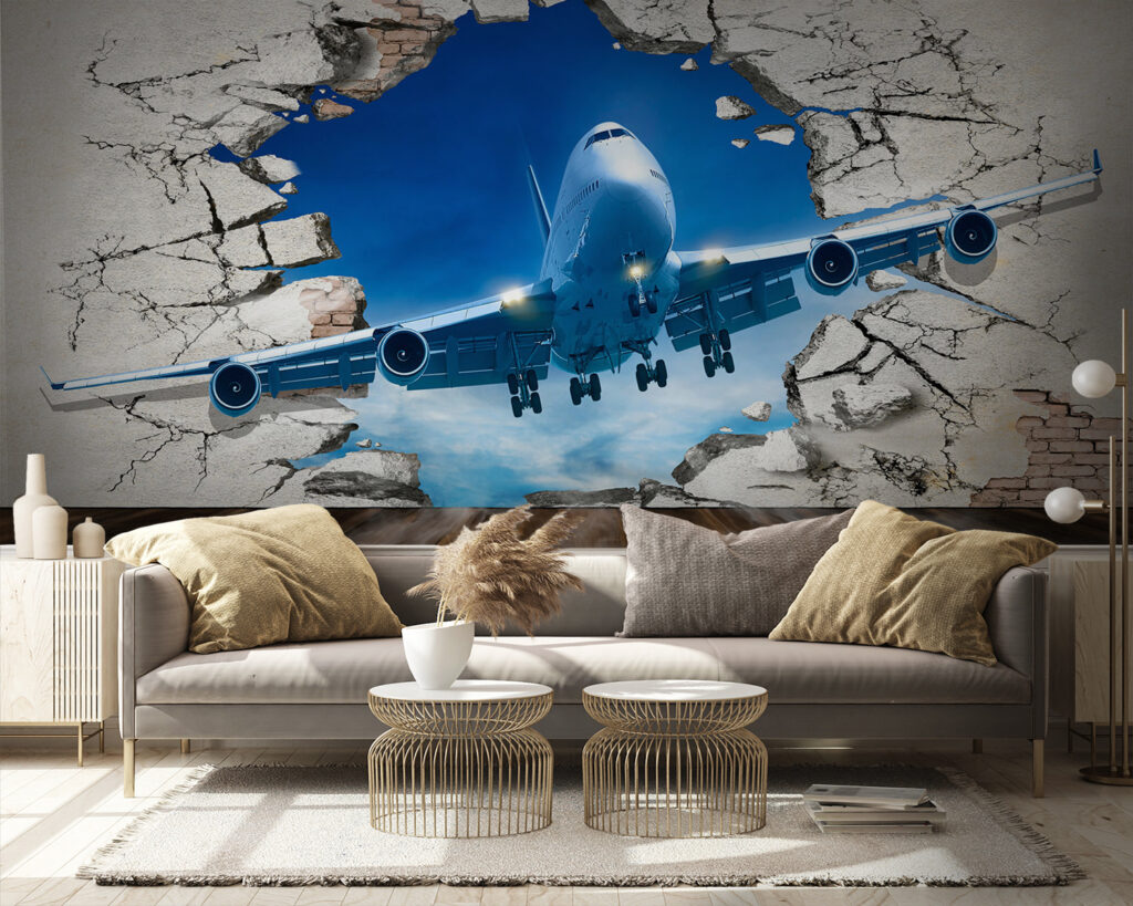 Vliegtuig door gebarsten muur — interieur 5