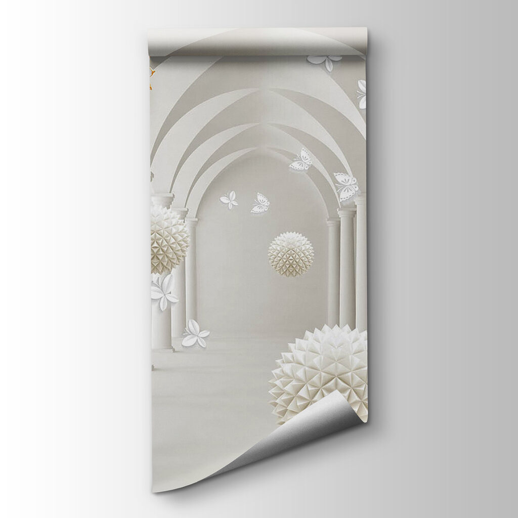 Witte bollen onder bloembogen — productweergave