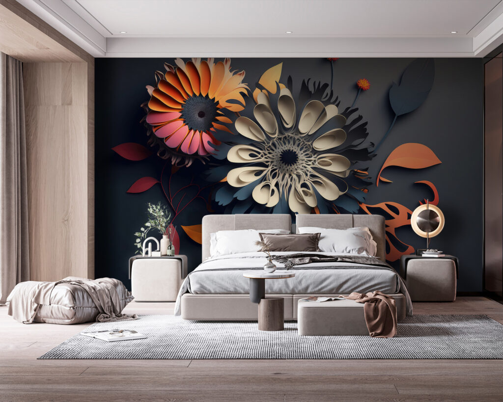 Bloemen in gevouwen kleurlagen — interieur 2