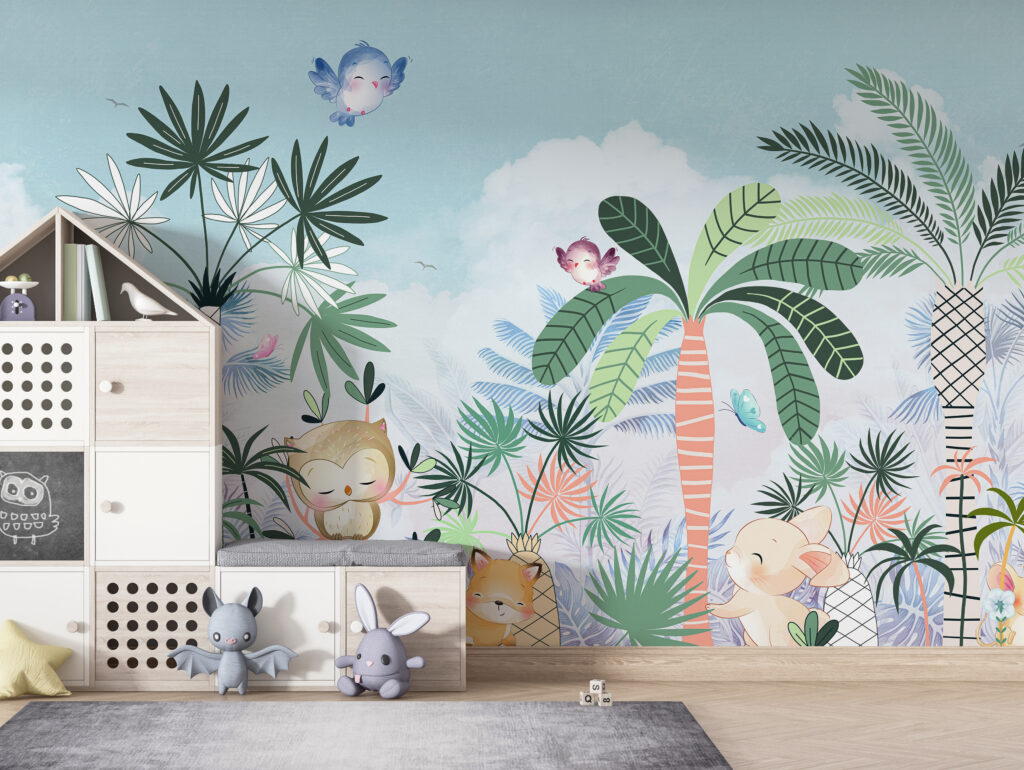 Panda, leeuw tussen palmen — interieur 3