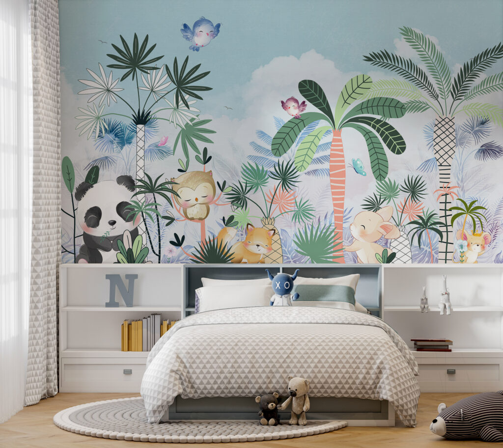 Panda, leeuw tussen palmen — interieur 4
