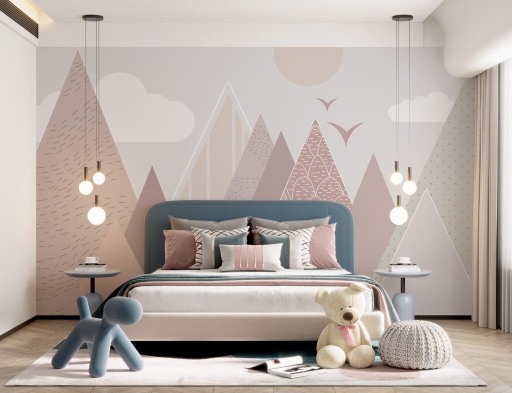 Landschap van bergen en vogels — interieur 5