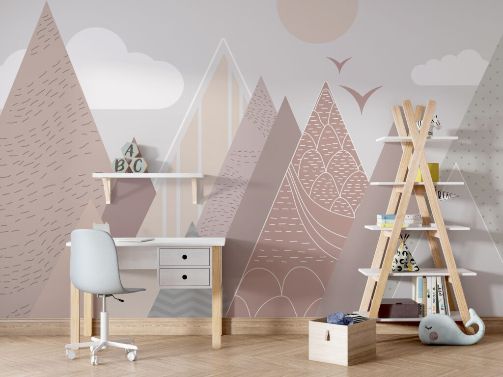 Landschap van bergen en vogels — interieur 7