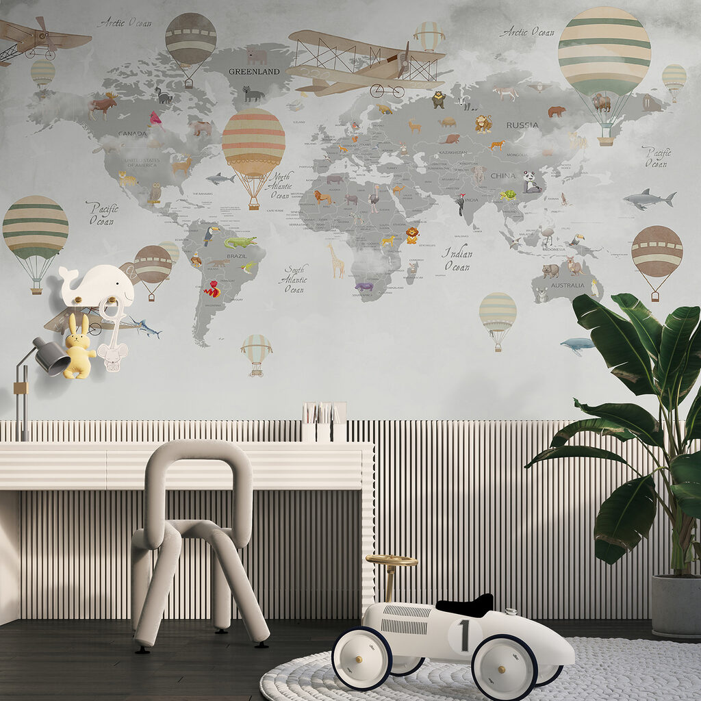 Wereldkaart met ballonroutes — interieur 5