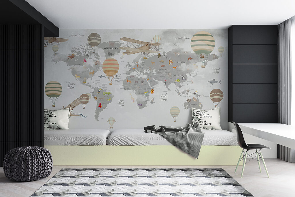 Wereldkaart met ballonroutes — interieur 6