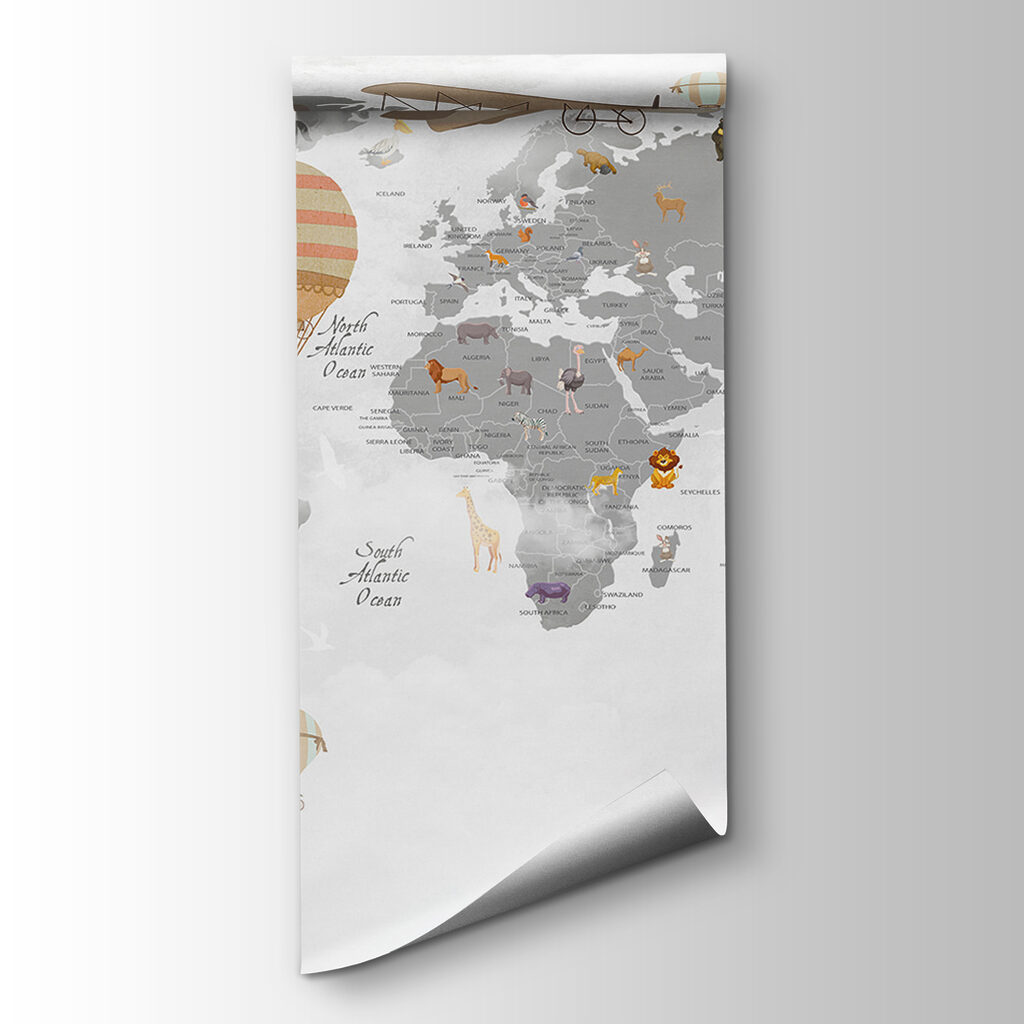 Wereldkaart met ballonroutes — productweergave