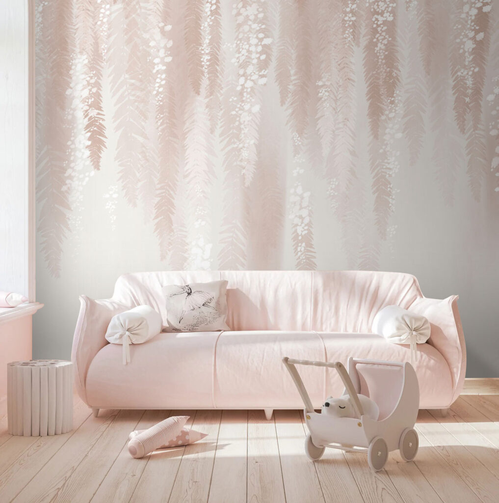 Bloesemslingers in zachtroze — interieur 2