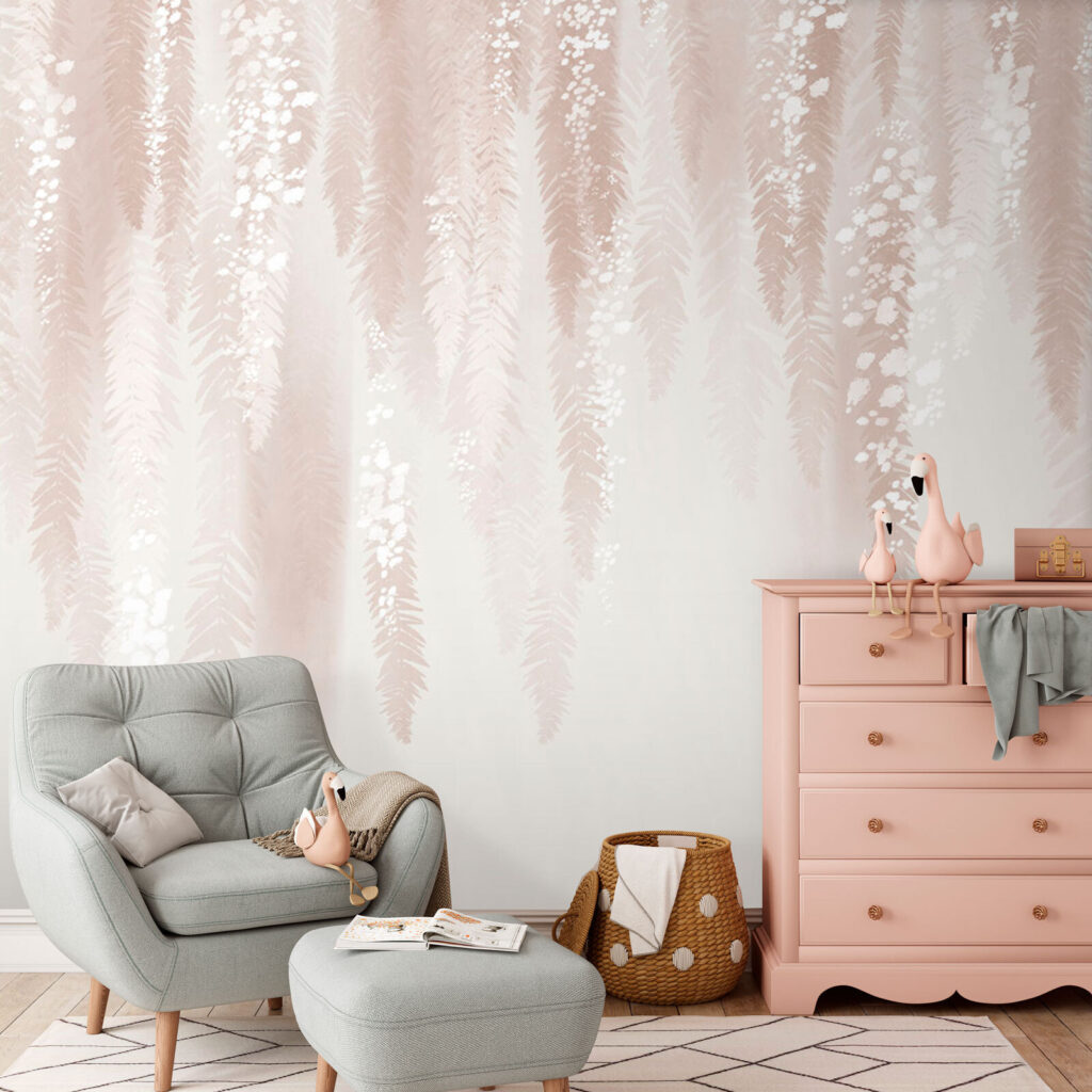 Bloesemslingers in zachtroze — interieur 3