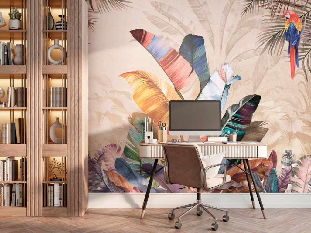 Ara tussen warme tropenbladeren — interieur 3