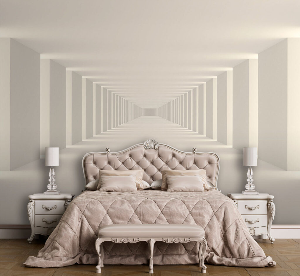Lange witte kamer met zuilen — interieur 2