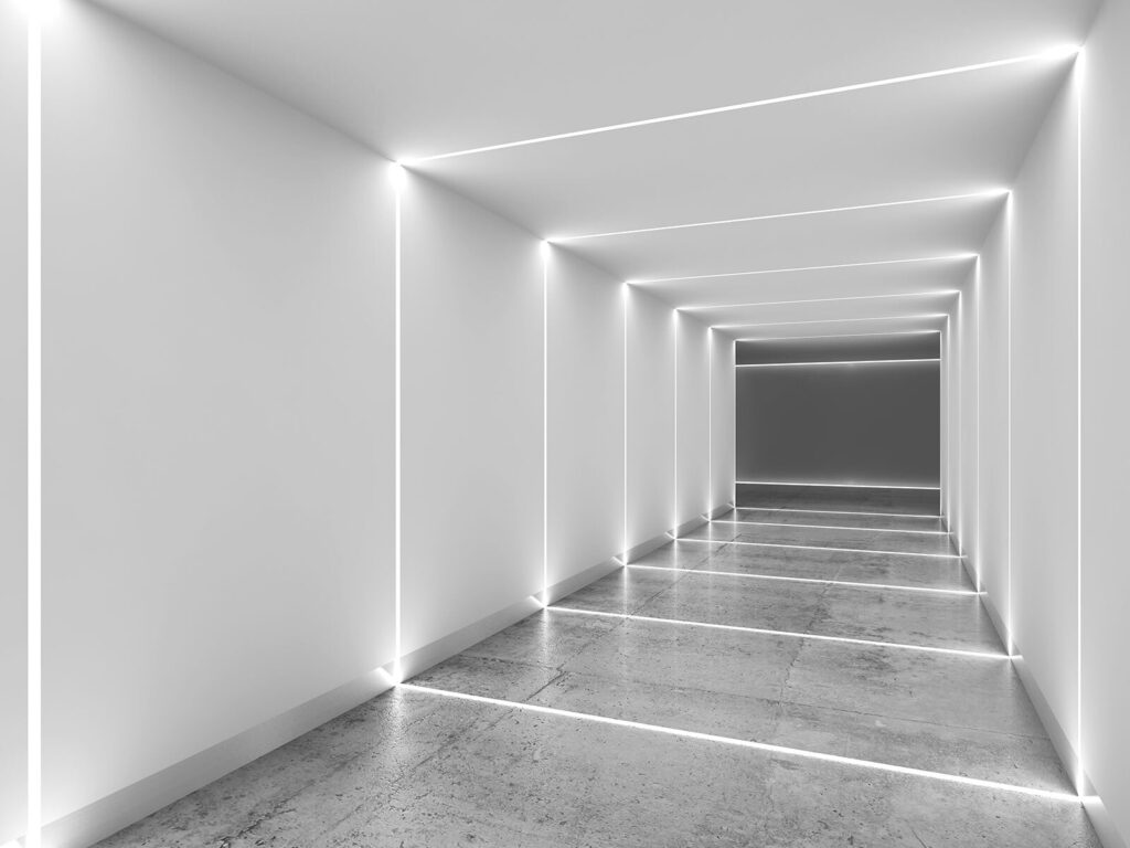 Witte lichtlijnen in dieptegang — volledig ontwerp