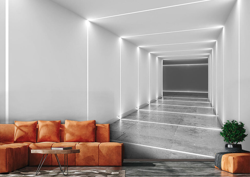 Witte lichtlijnen in dieptegang — interieur 1