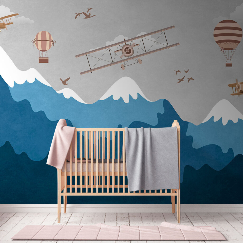 Oude vliegtuigen boven berglagen — interieur 3
