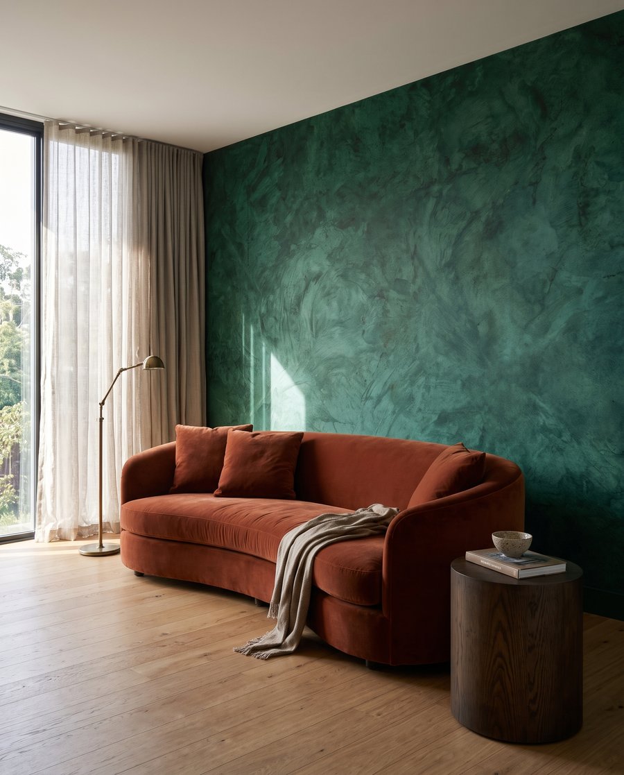 Smaragdgroen met verweerde sporen in een interieur