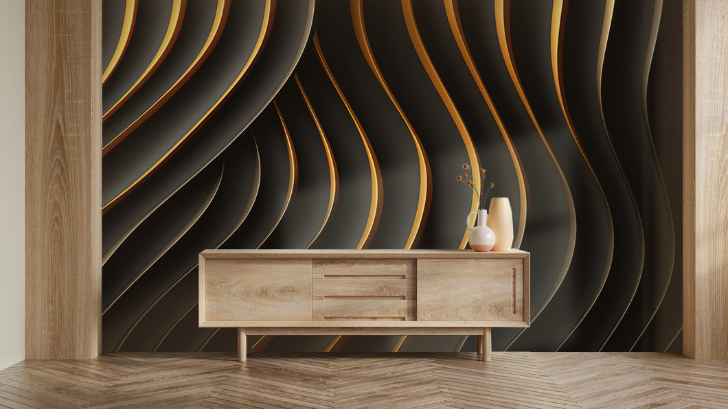 Zwarte golven met goudranden — interieur 3