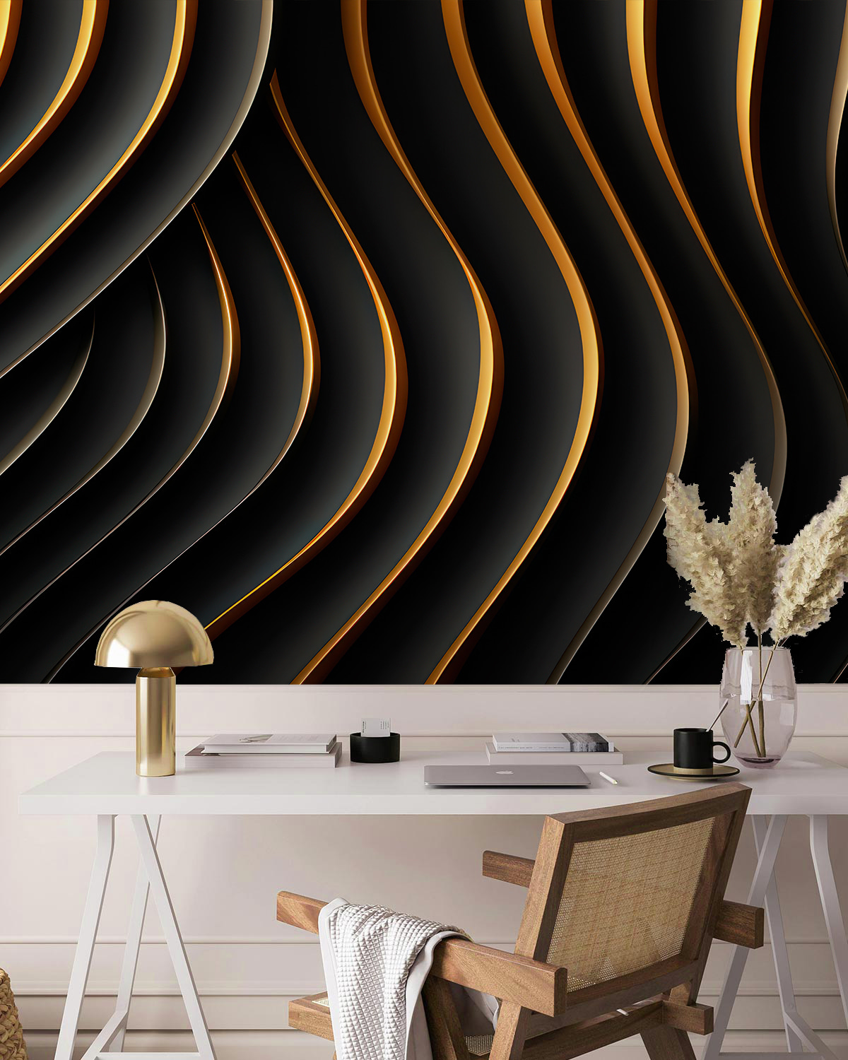 Zwarte golven met goudranden — interieur 4