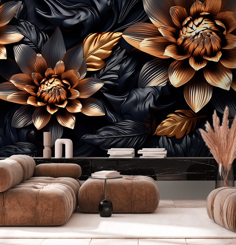 Gouden bloemen tussen bladeren — interieur 1