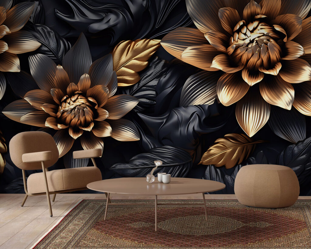 Gouden bloemen tussen bladeren — interieur 2