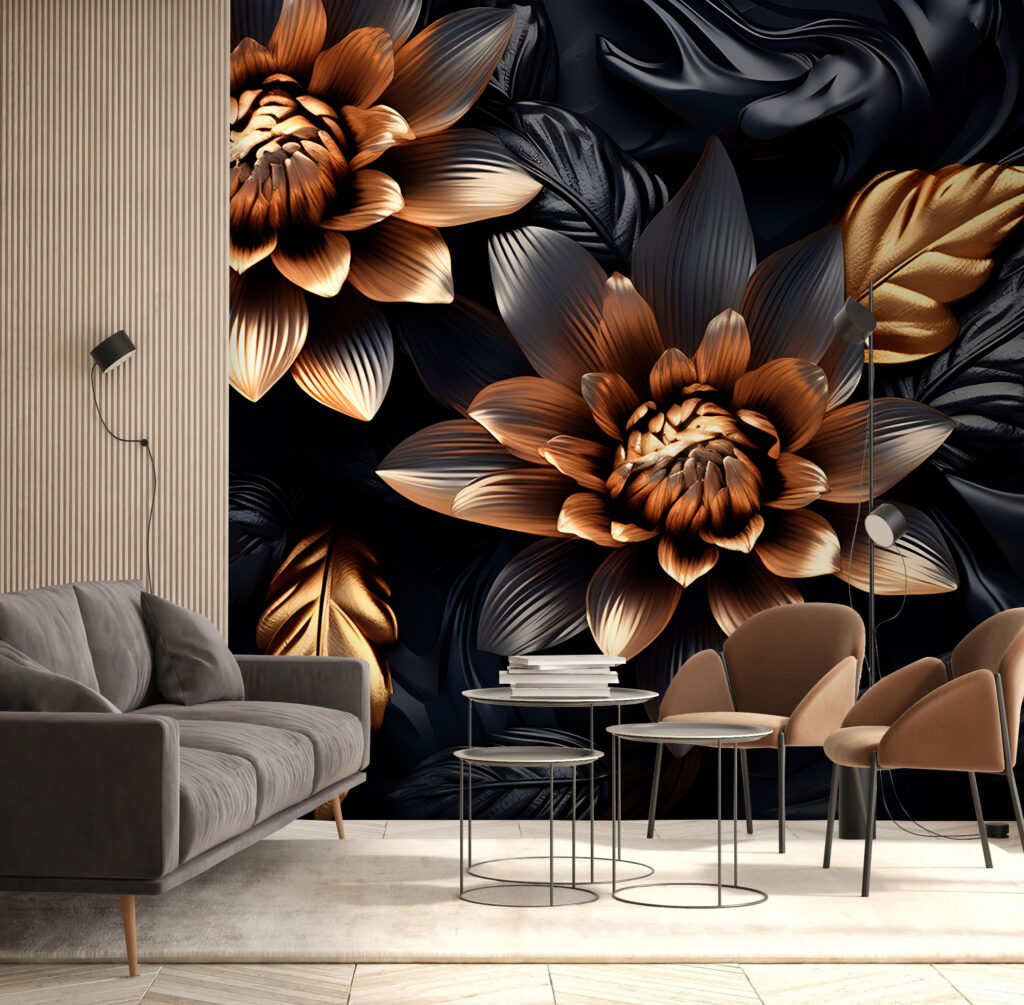 Gouden bloemen tussen bladeren — interieur 3