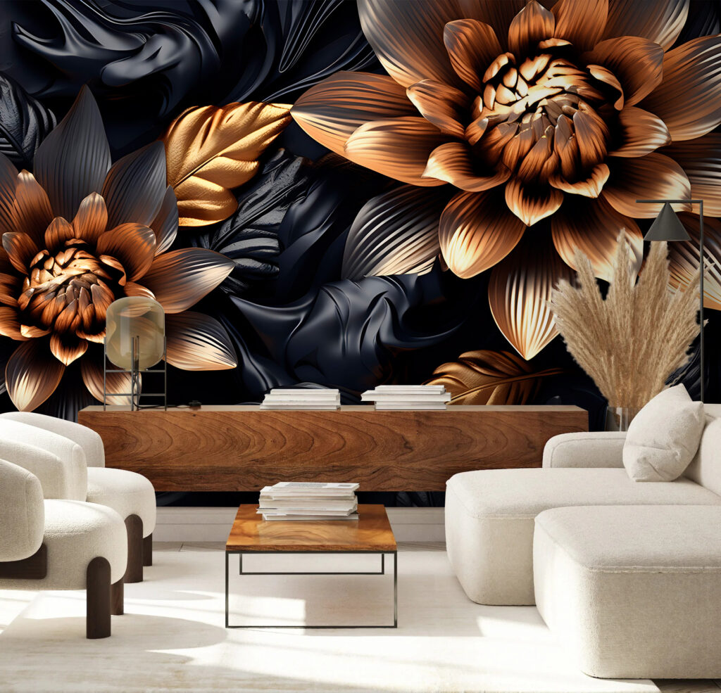 Gouden bloemen tussen bladeren — interieur 4