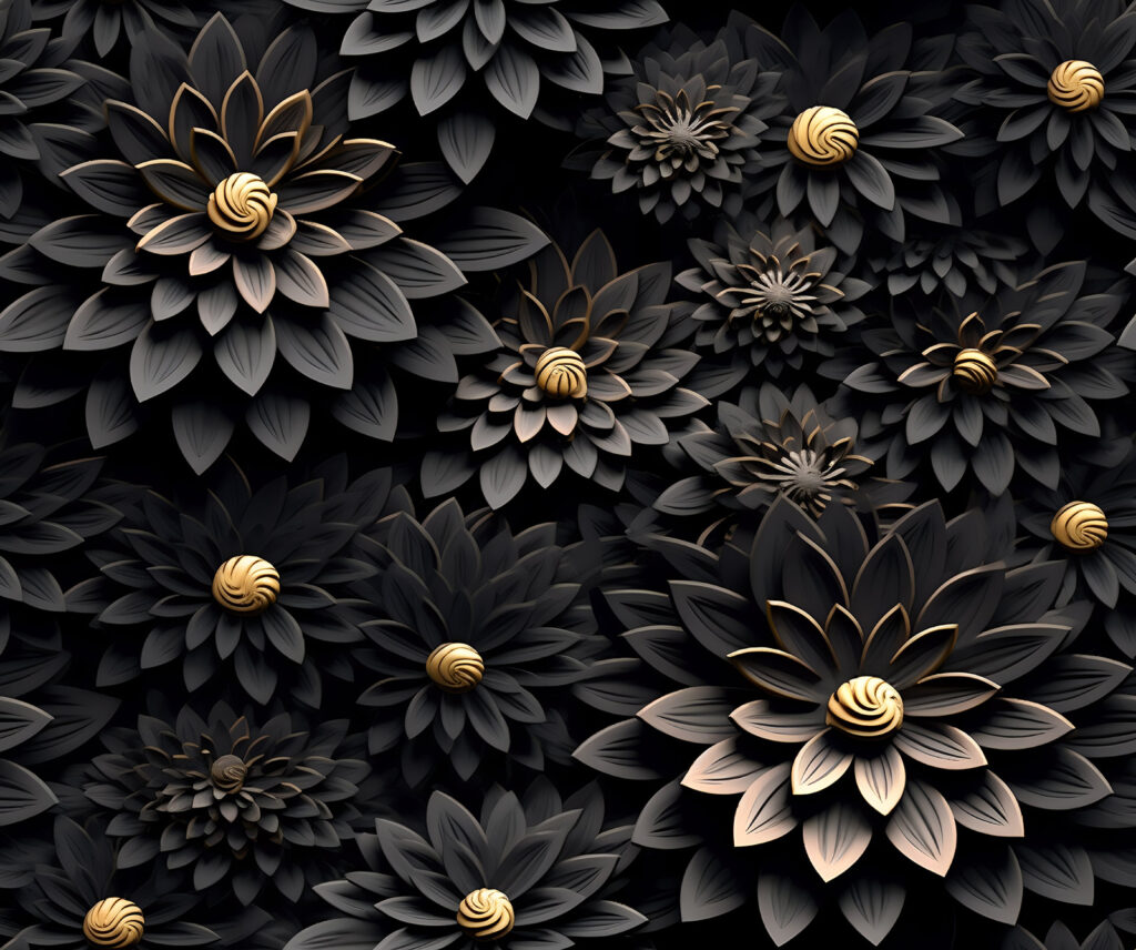 Zwarte bloemen, gouden harten — volledig ontwerp