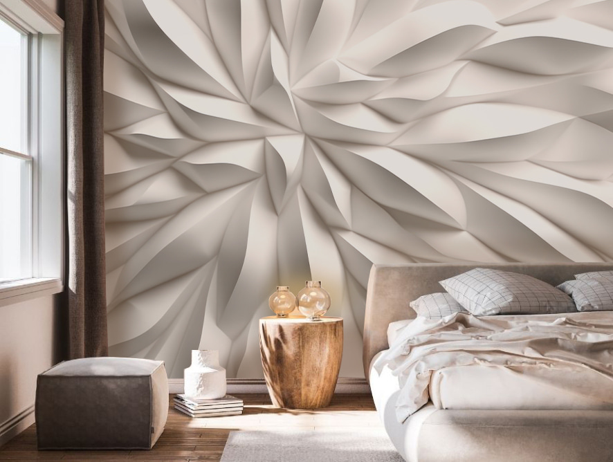 Witte bladplooien waaieren samen — interieur 1