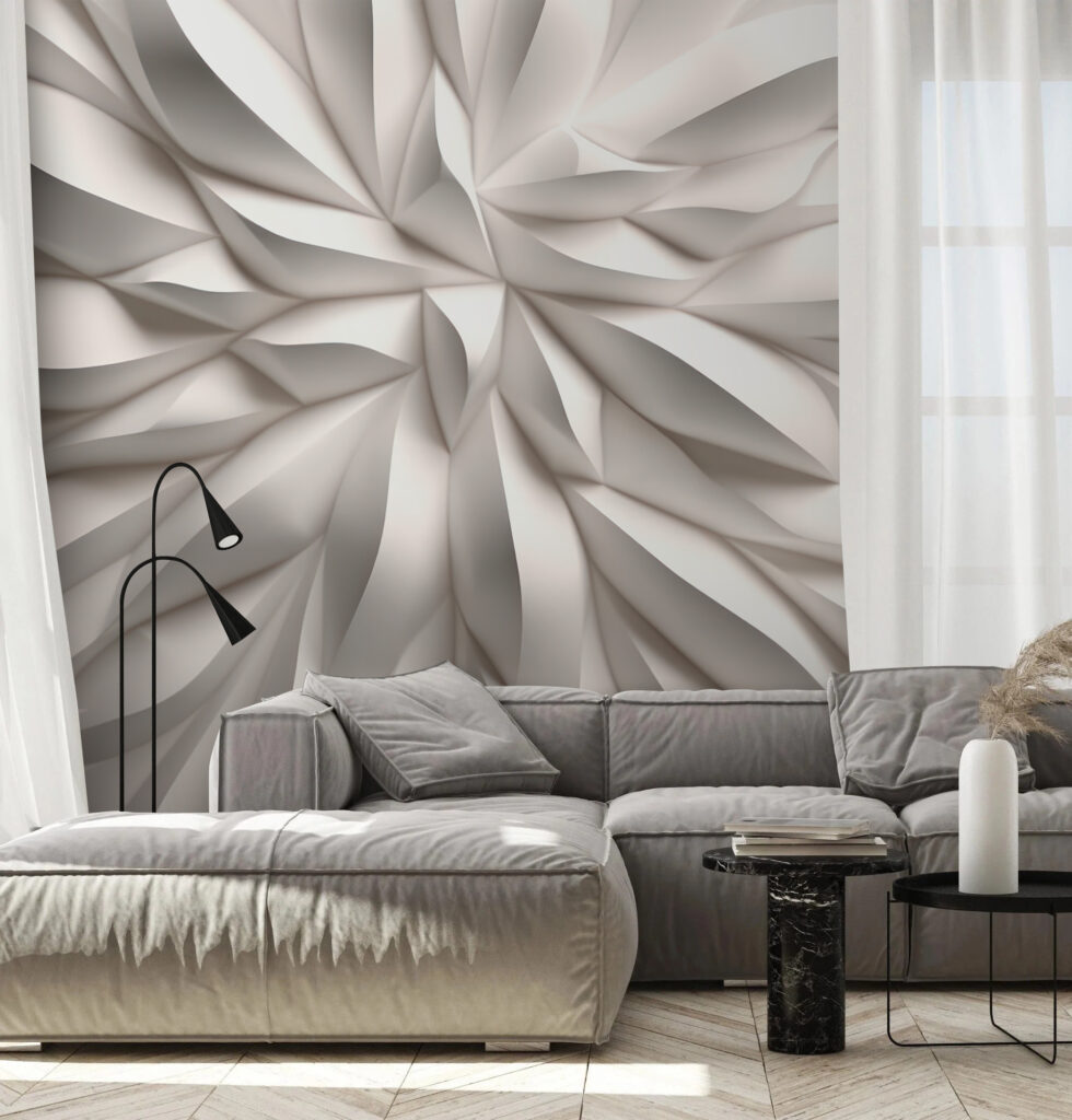 Witte bladplooien waaieren samen — interieur 2