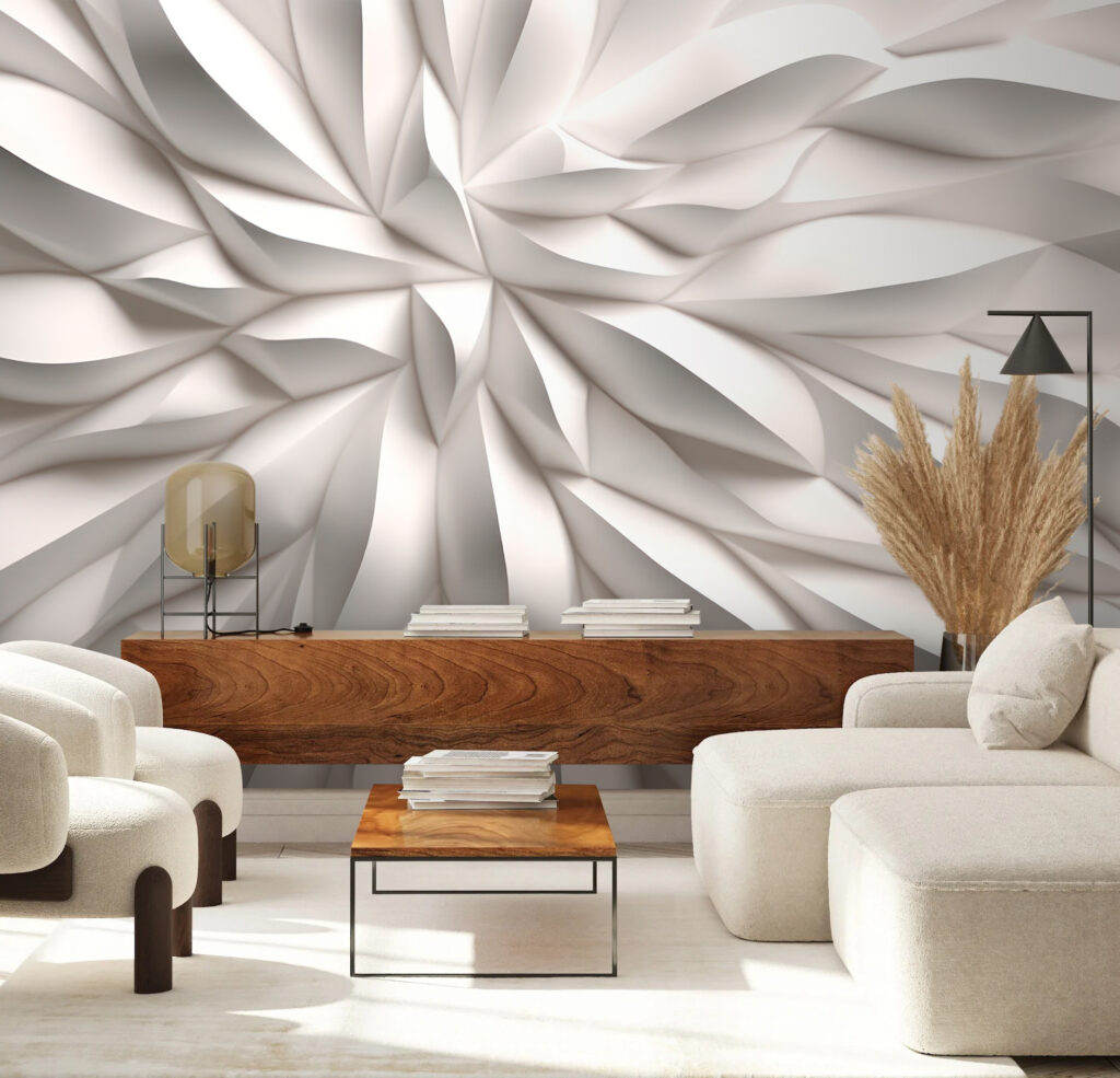 Witte bladplooien waaieren samen — interieur 3