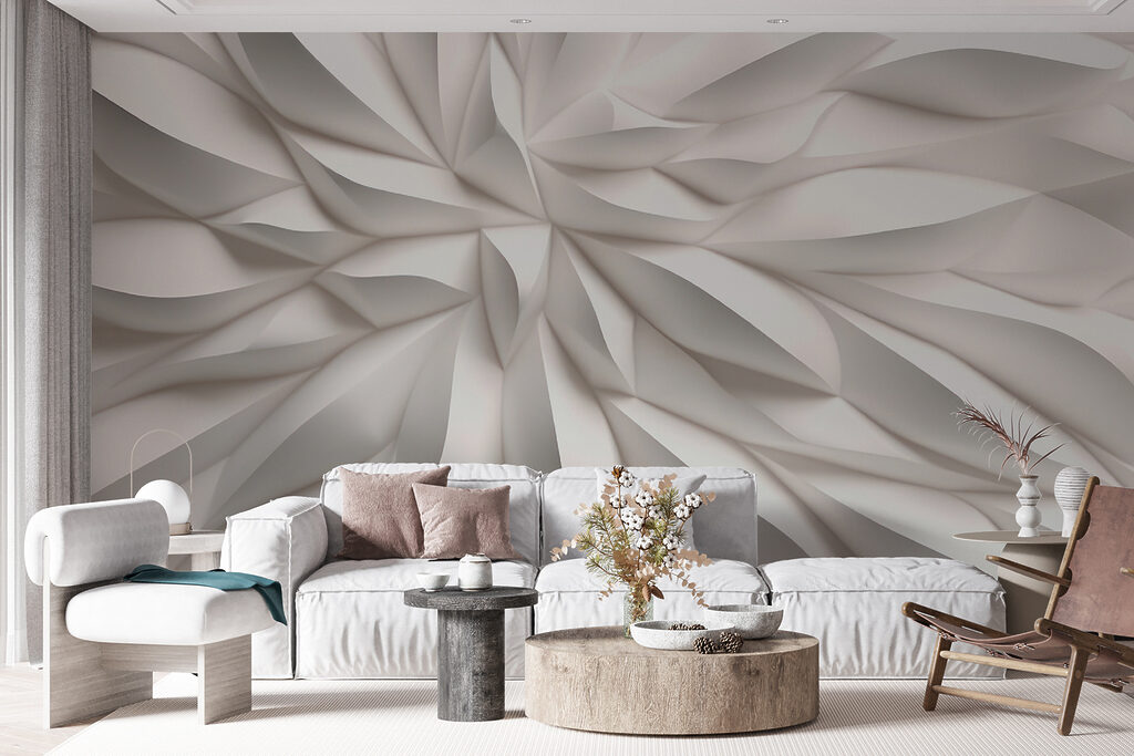 Witte bladplooien waaieren samen — interieur 6