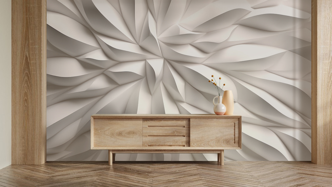 Witte bladplooien waaieren samen — interieur 4