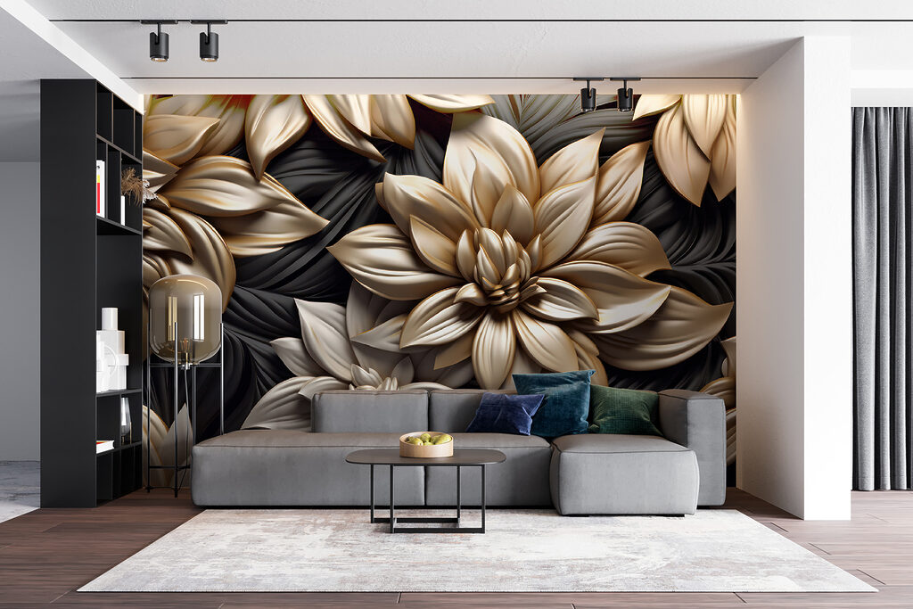 Gouden bloemen boven zwart — interieur 5