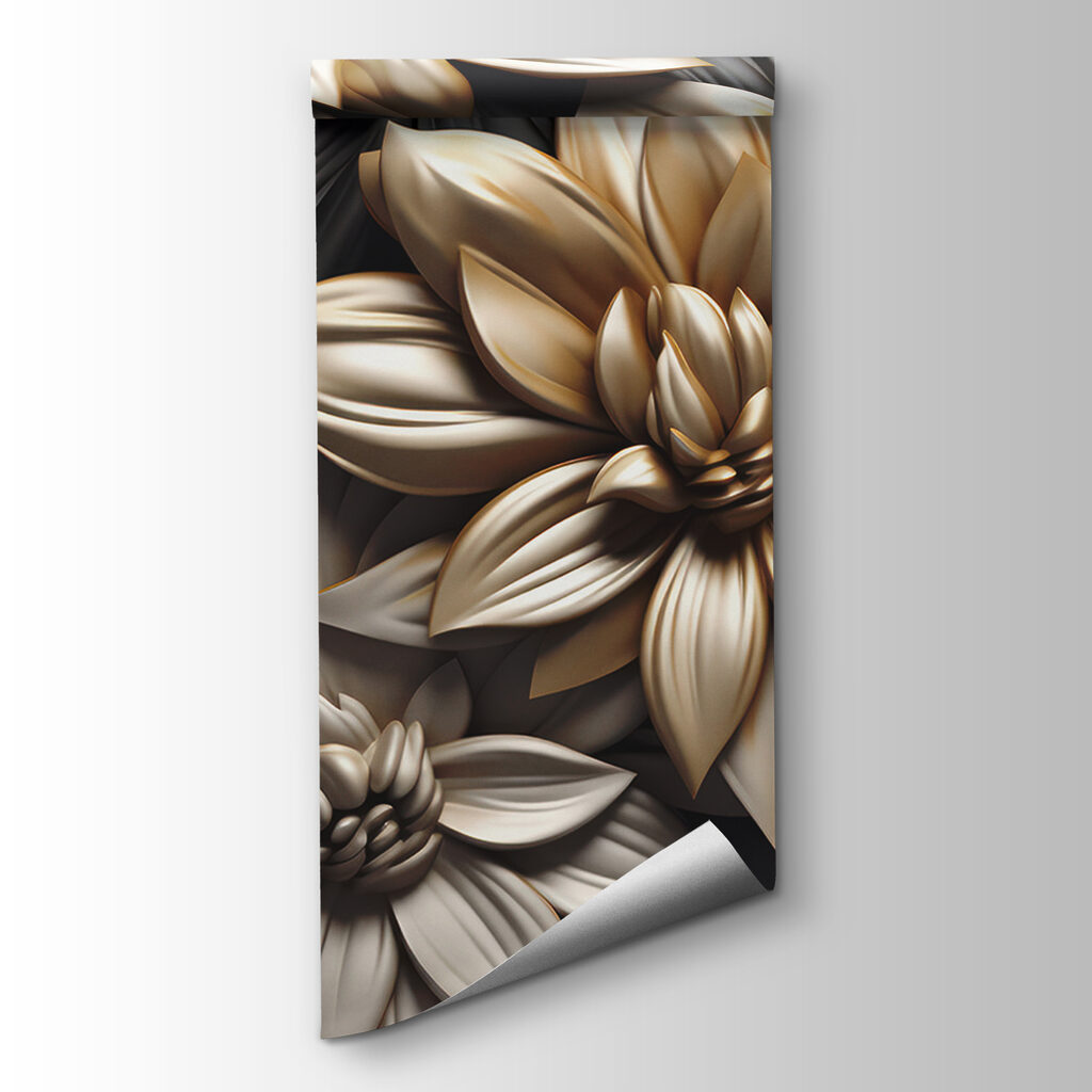 Gouden bloemen boven zwart — productweergave