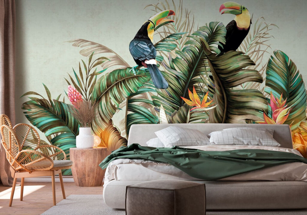Twee toekans tussen junglegroen — interieur 2