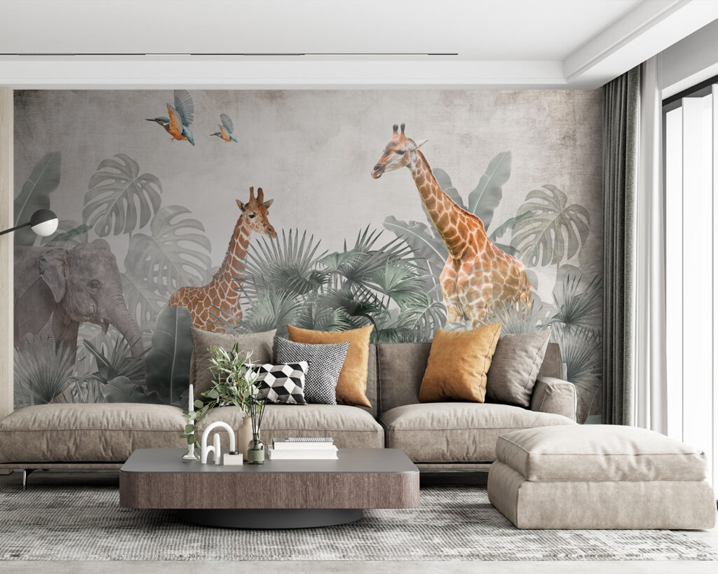 Giraffen in een palmvallei — interieur 2