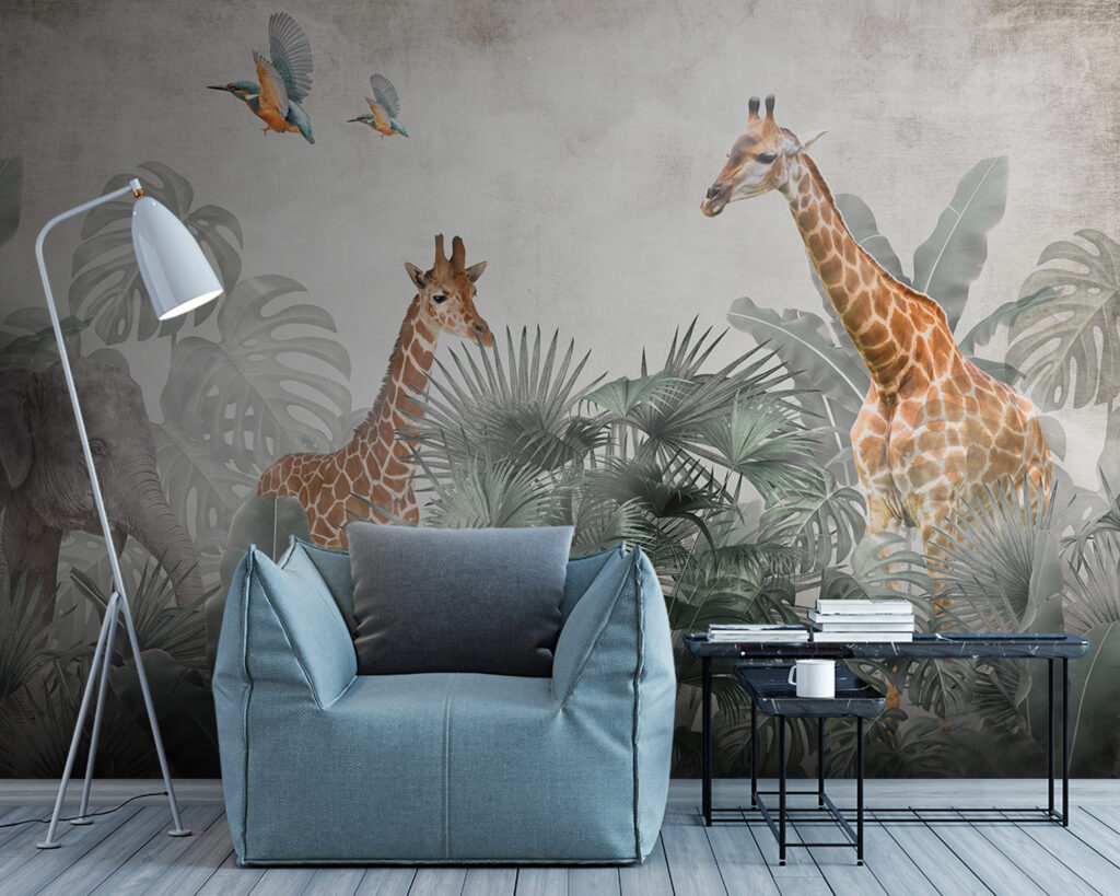Giraffen in een palmvallei — interieur 1