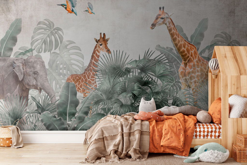 Giraffen in een palmvallei — interieur 3
